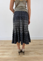 medium grey plaid midi skirt back