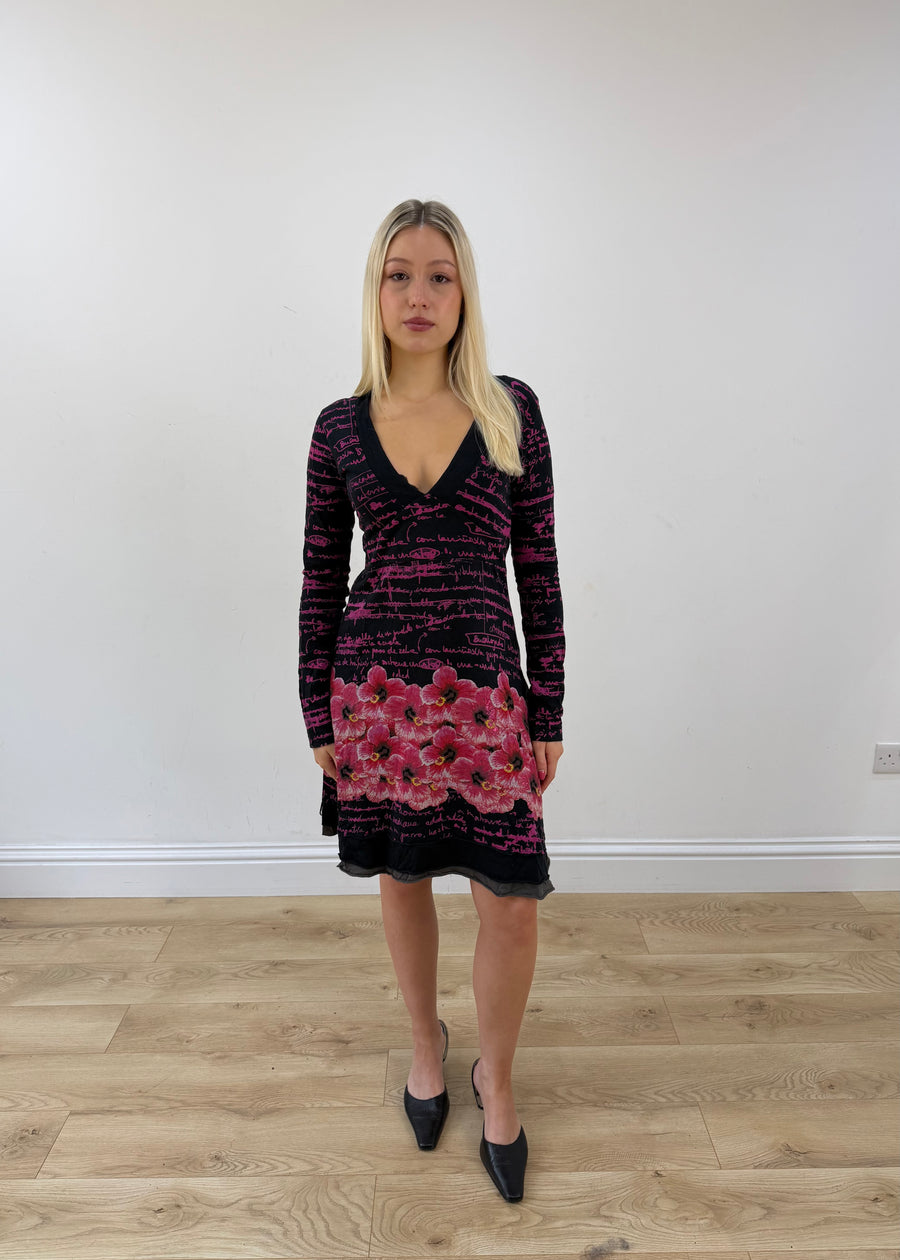 small black desigual mini dress full body front