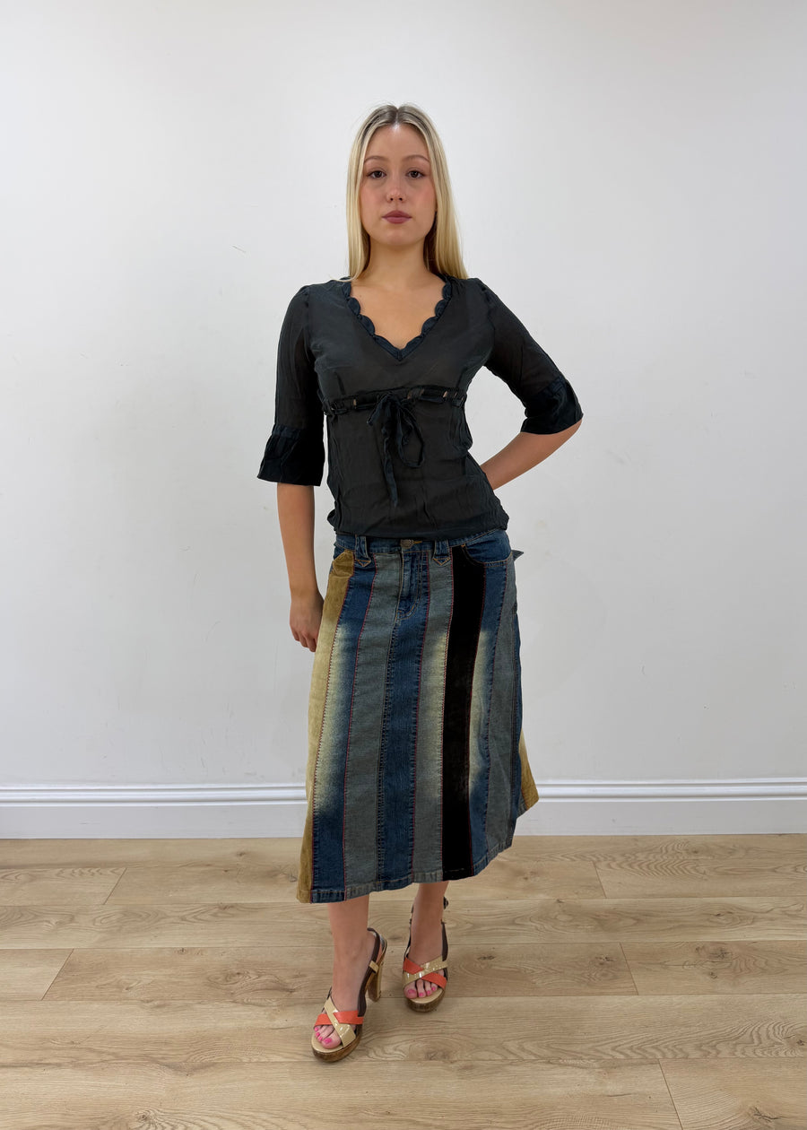 small black intimissimi sheer top full body front