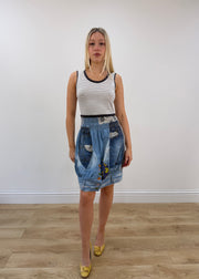 small blue desigual midi dress full body front