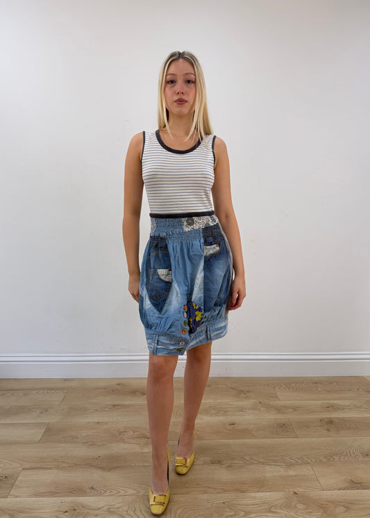 small blue desigual midi dress full body front
