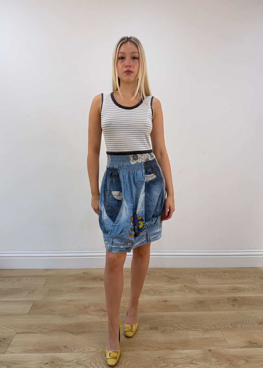 small blue desigual midi dress full body front