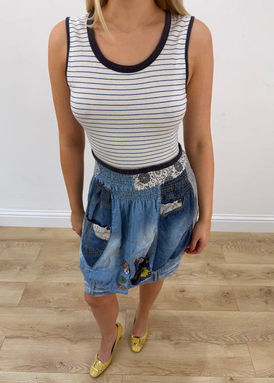 small blue desigual midi dress aesthetic headless
