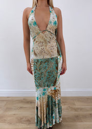 small green roberto cavalli maxi dress zoomed front