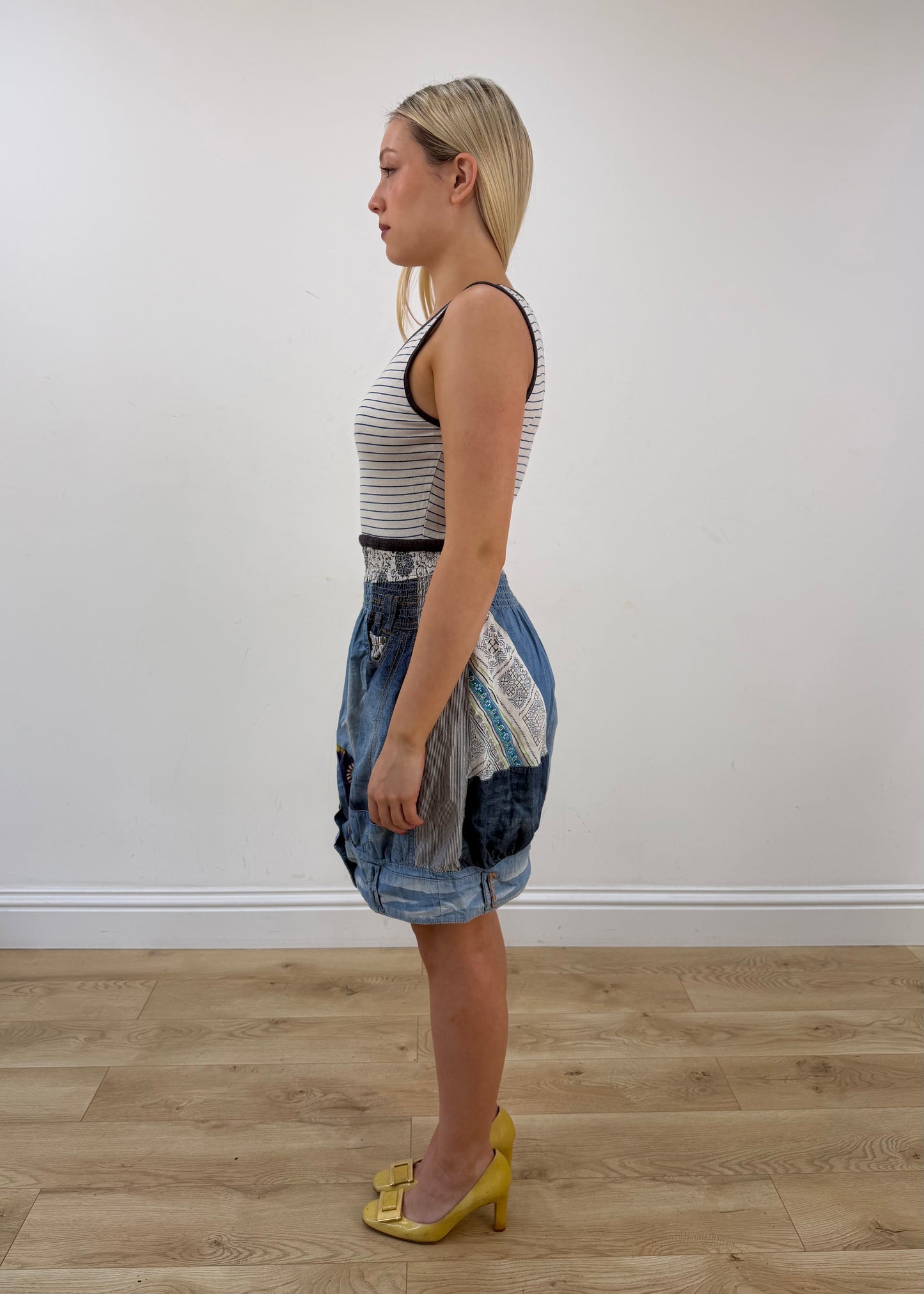 small blue desigual midi dress side