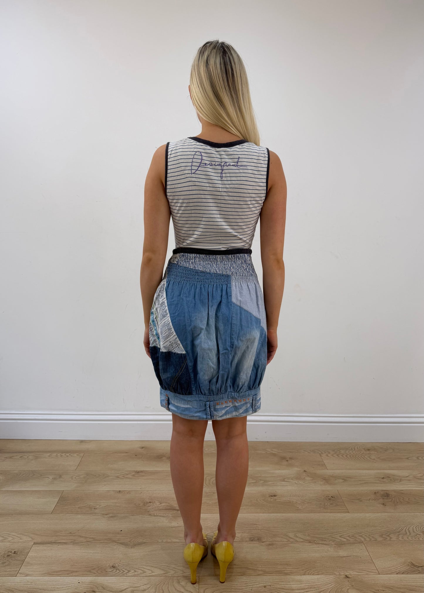 small blue desigual midi dress back