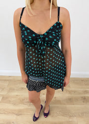 small blue polka dot cami top aesthetic headless
