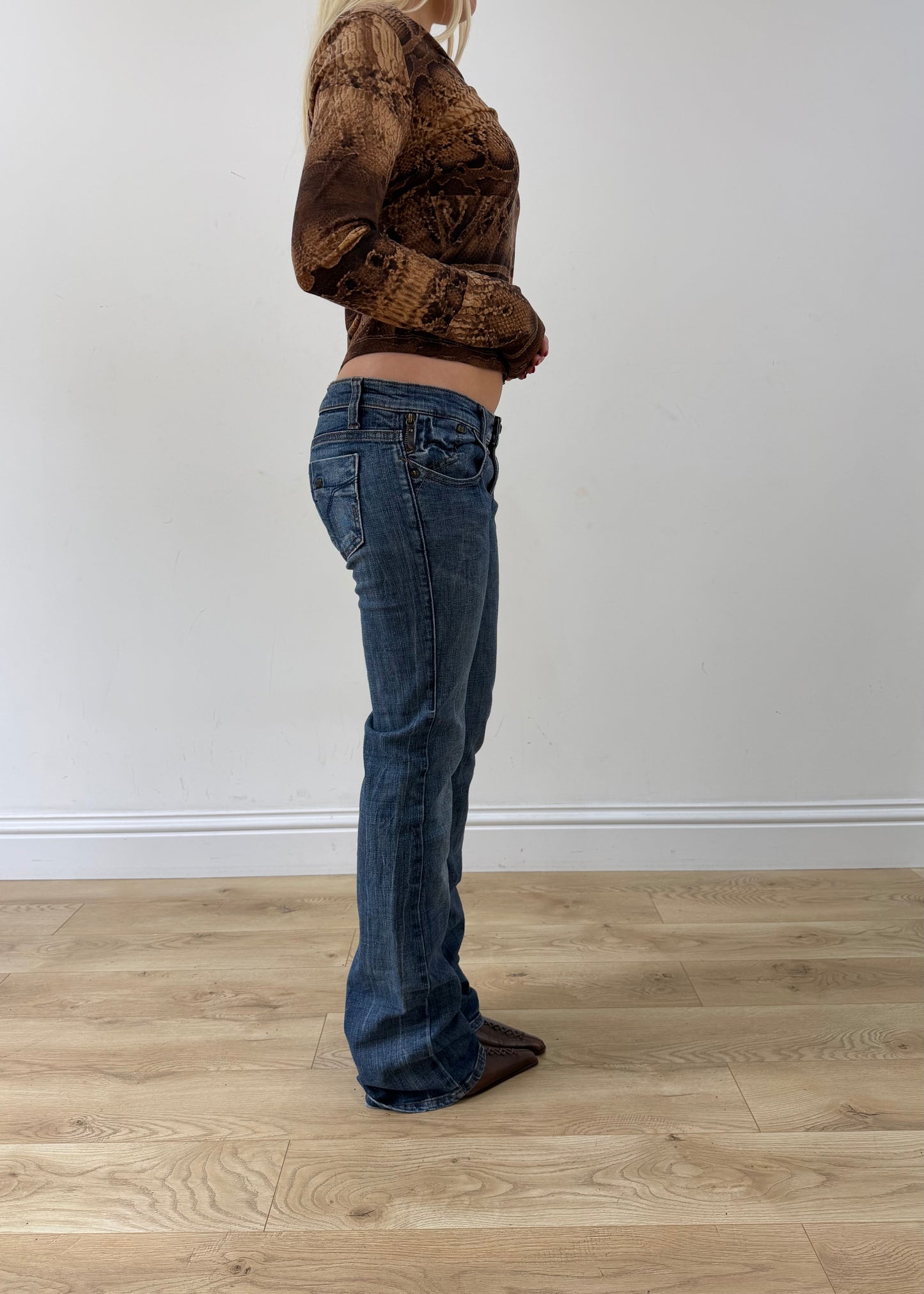 small brown just cavalli animal print long sleeve top other side