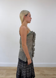 small grey/khaki ruffle cami top other side