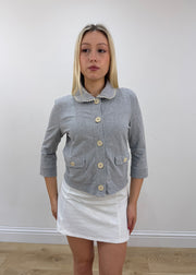 small grey moschino cardigan top zoomed front