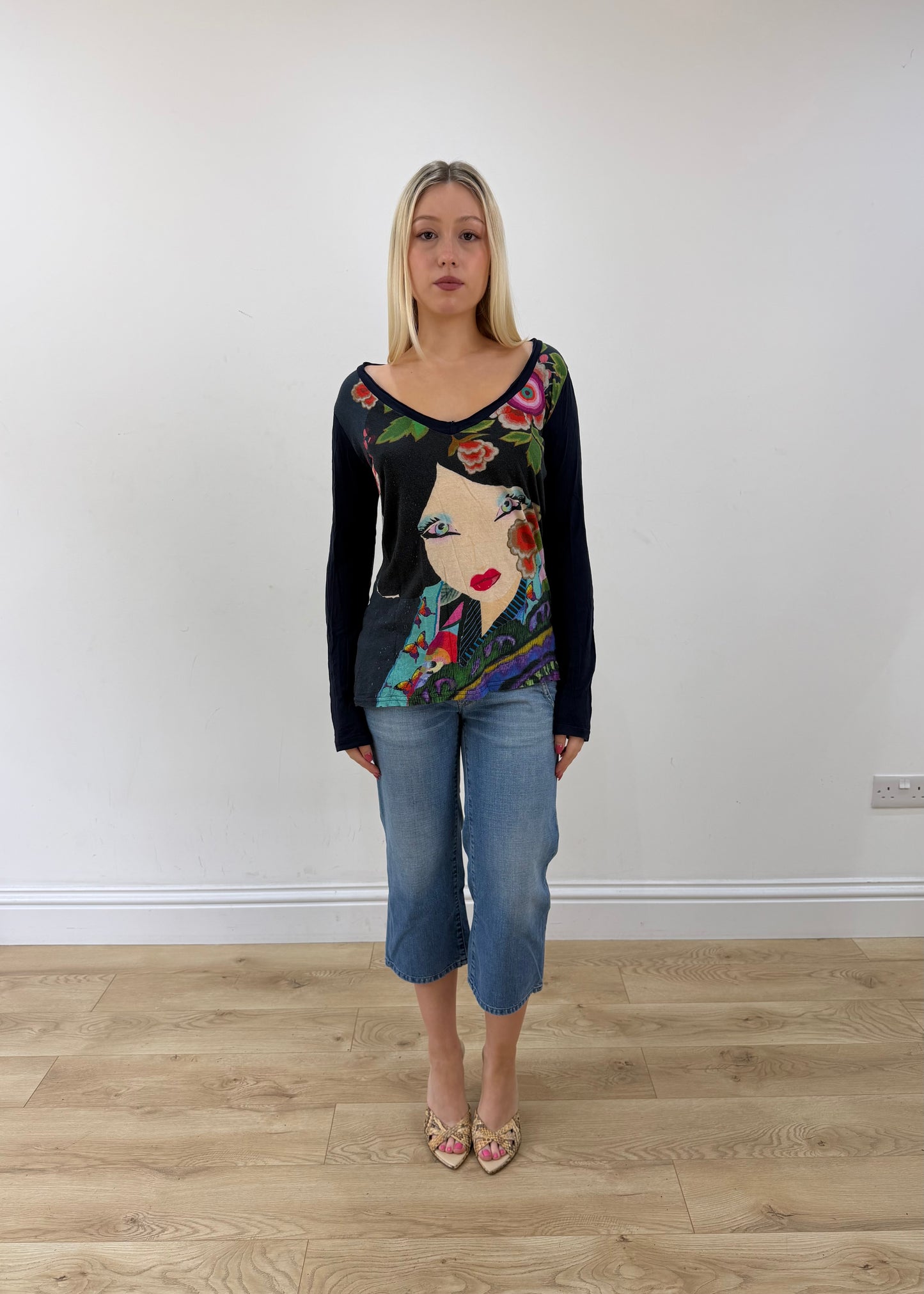 small navy desigual long sleeve jumper full body front