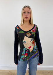 small navy desigual long sleeve jumper zoomed front