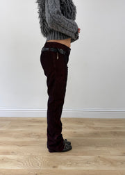 small red and black denim jeans other side