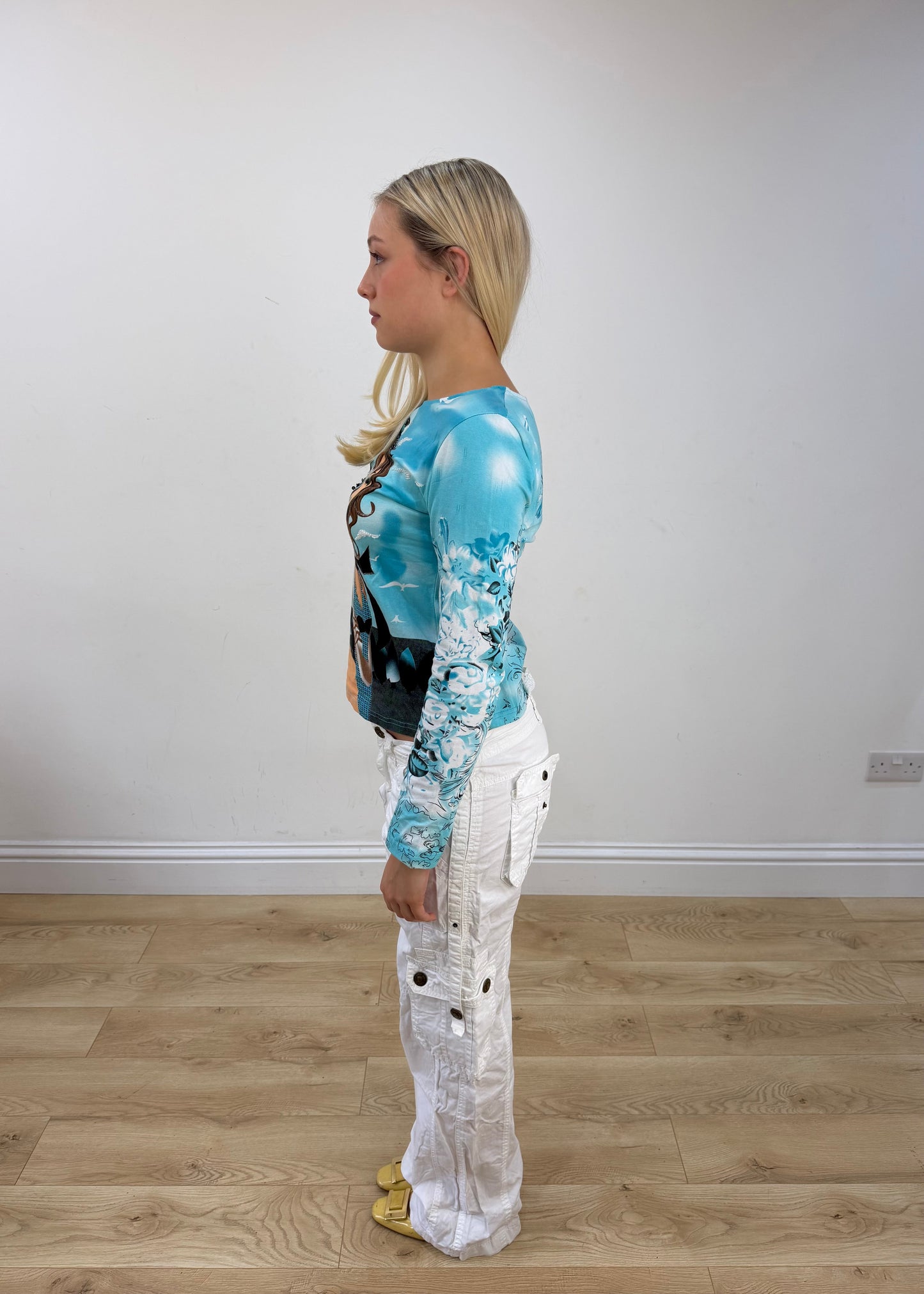 small white cargo trousers side