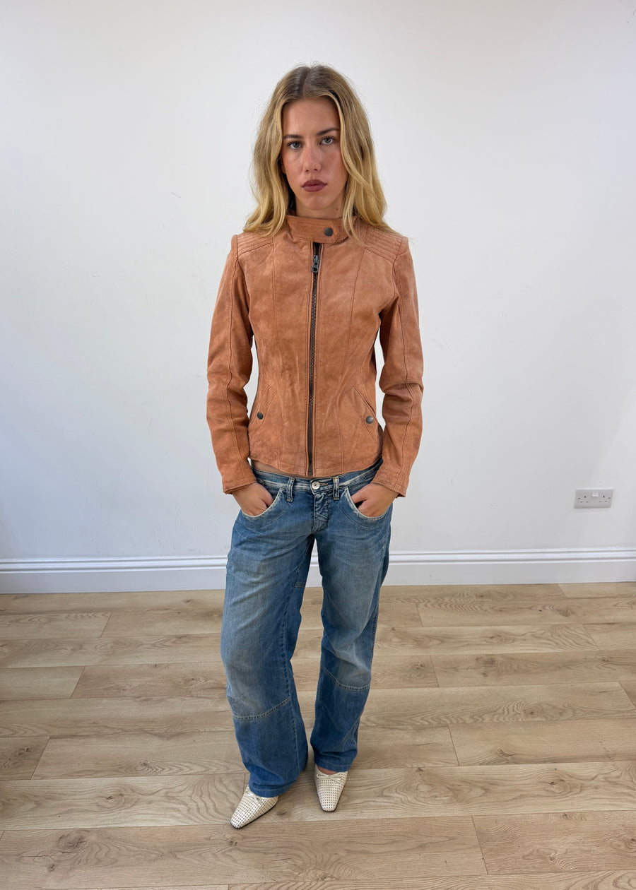 small pink tom tailor faux leather zip jacket image 1