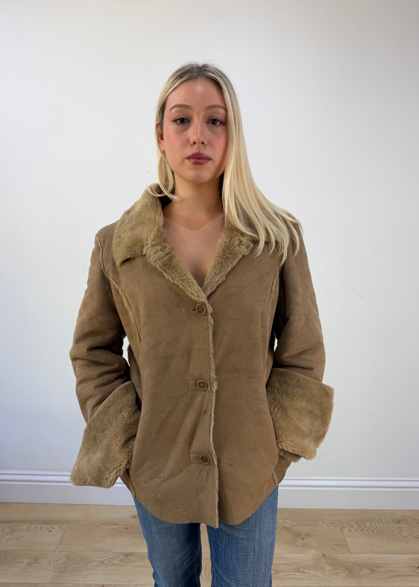 medium beige liu jo afghan coat photo 3