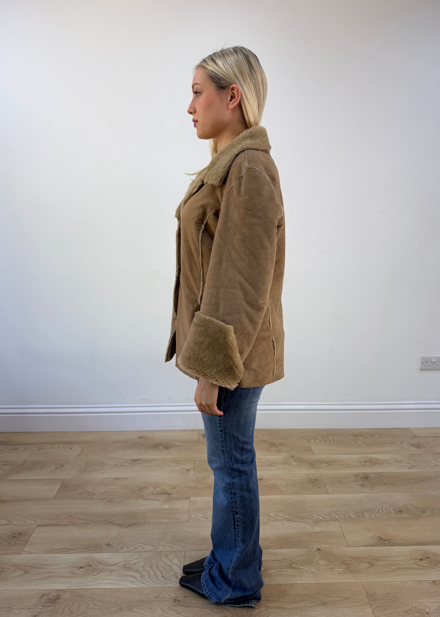 medium beige liu jo afghan coat photo 5