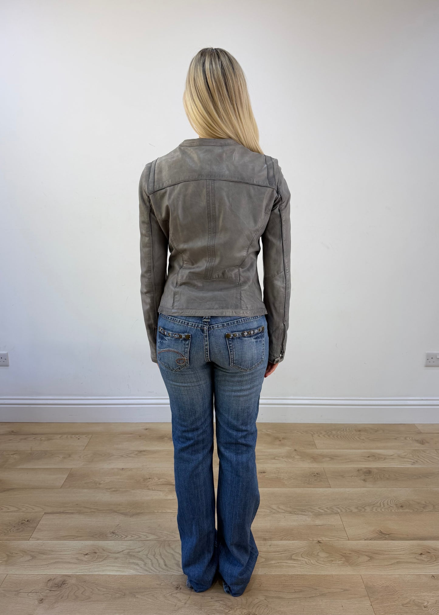 large grey acid wash zip jacket photo 5