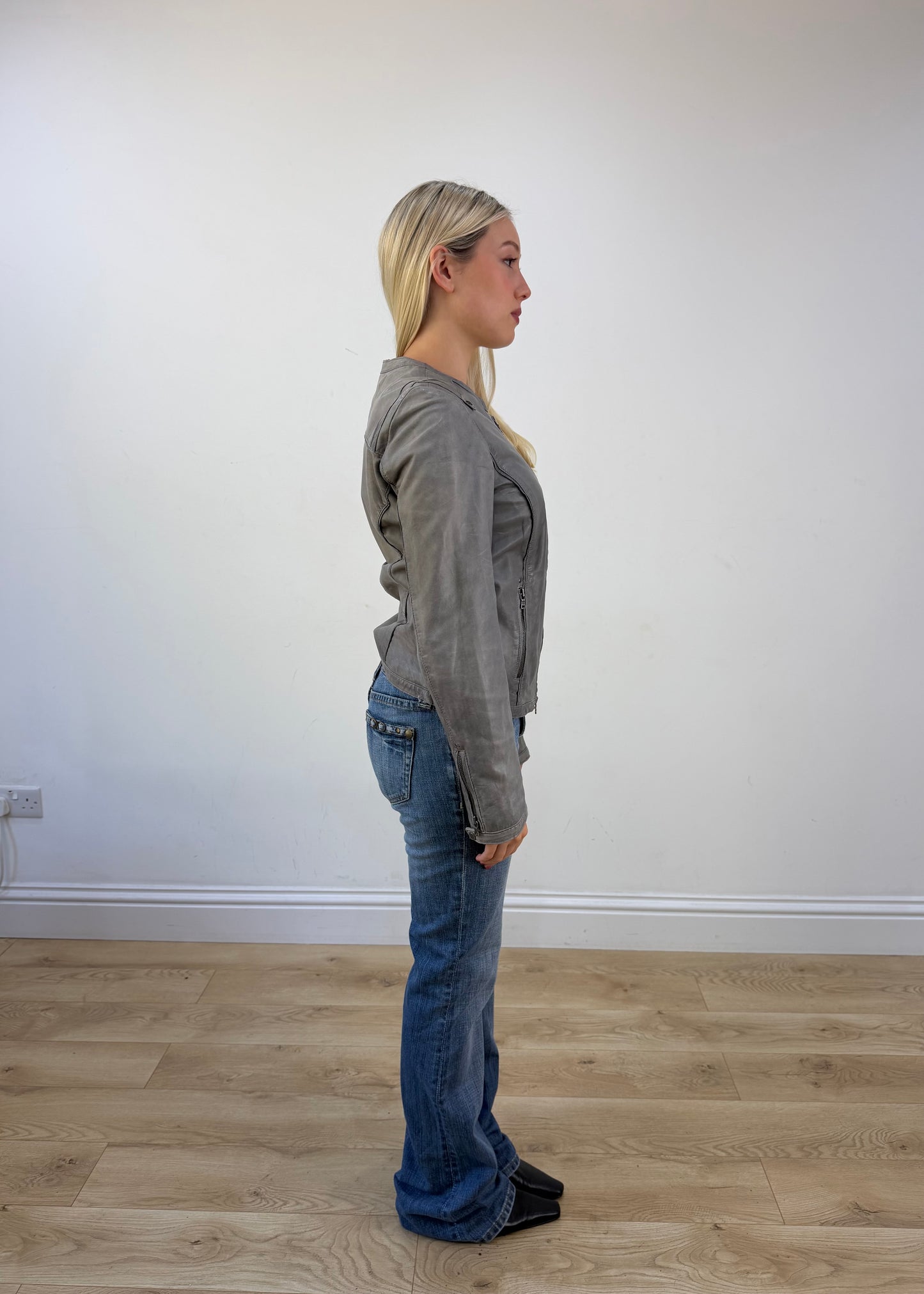 large grey acid wash zip jacket photo 6