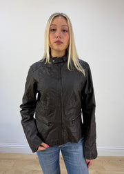extra small black faux leather jacket photo 3