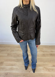 extra small black faux leather jacket photo 4