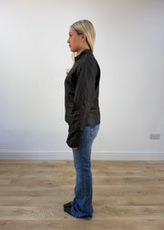 extra small black faux leather jacket photo 5