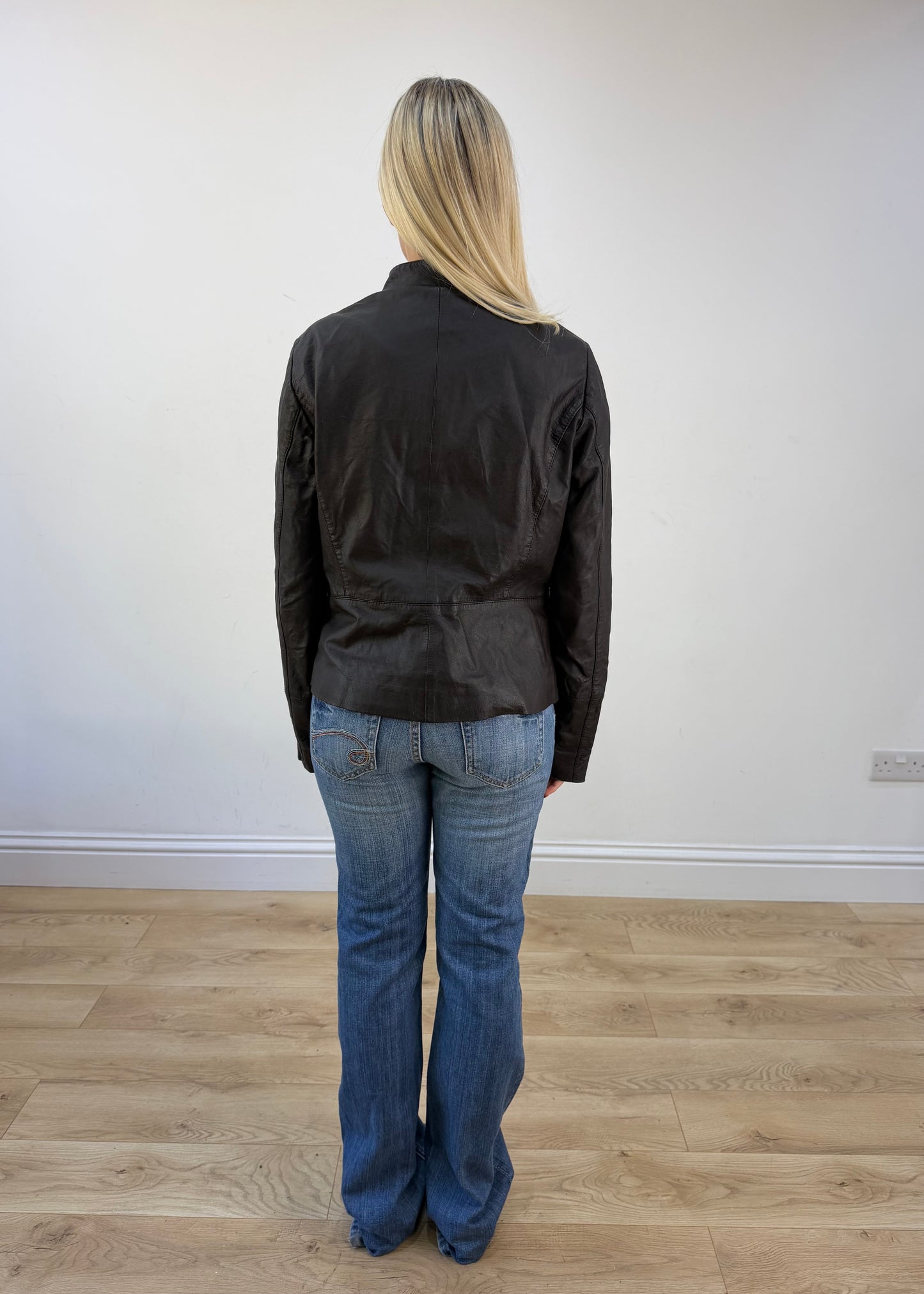 extra small black faux leather jacket photo 6