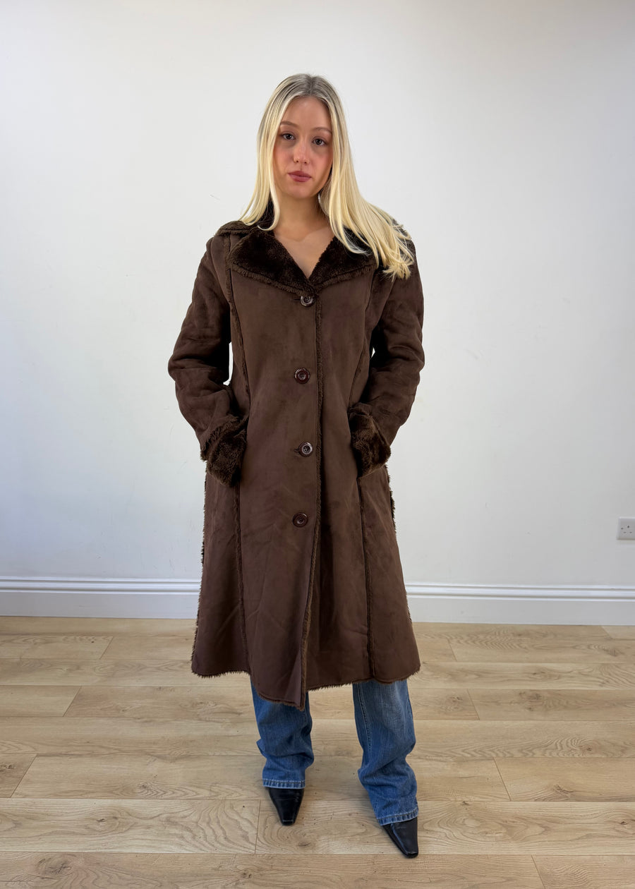 medium brown afghan long coat photo 1