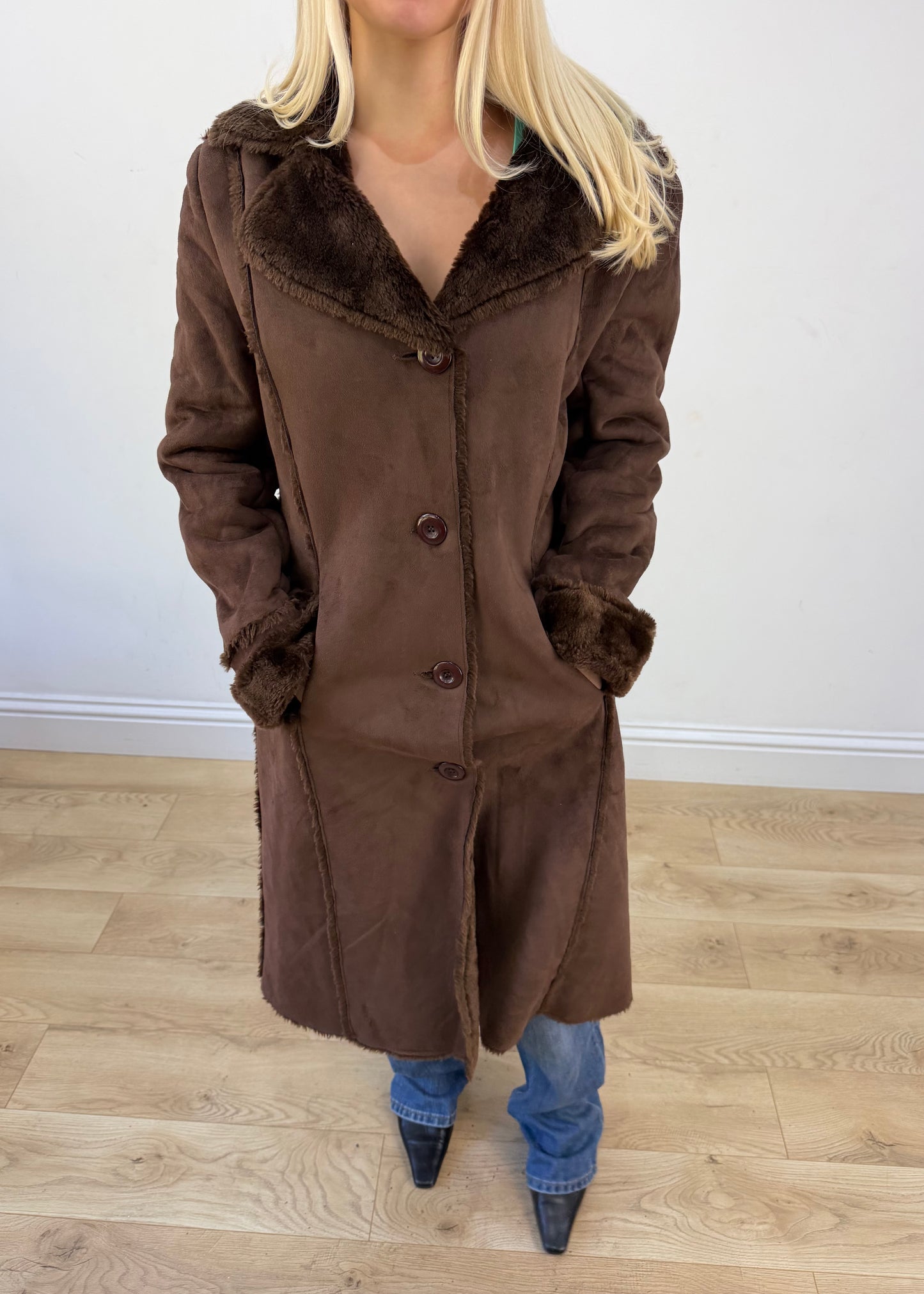 medium brown afghan long coat photo 3