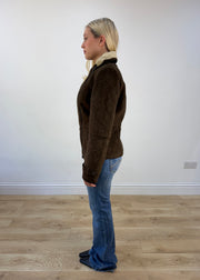 small brown faux suede sherpa jacket photo 4