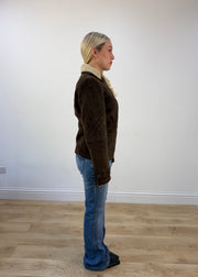 small brown faux suede sherpa jacket photo 7