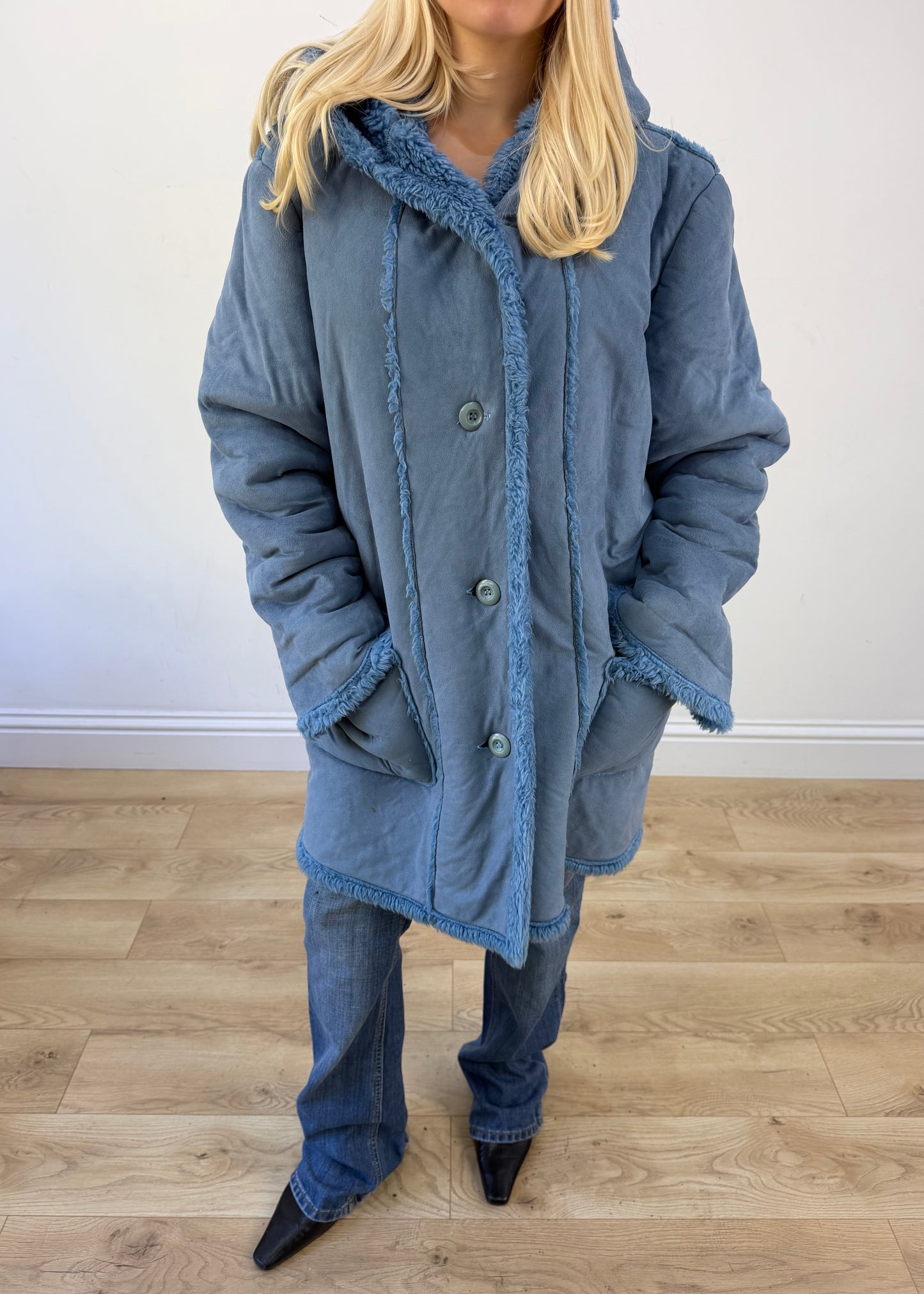 xl blue afghan coat photo 3
