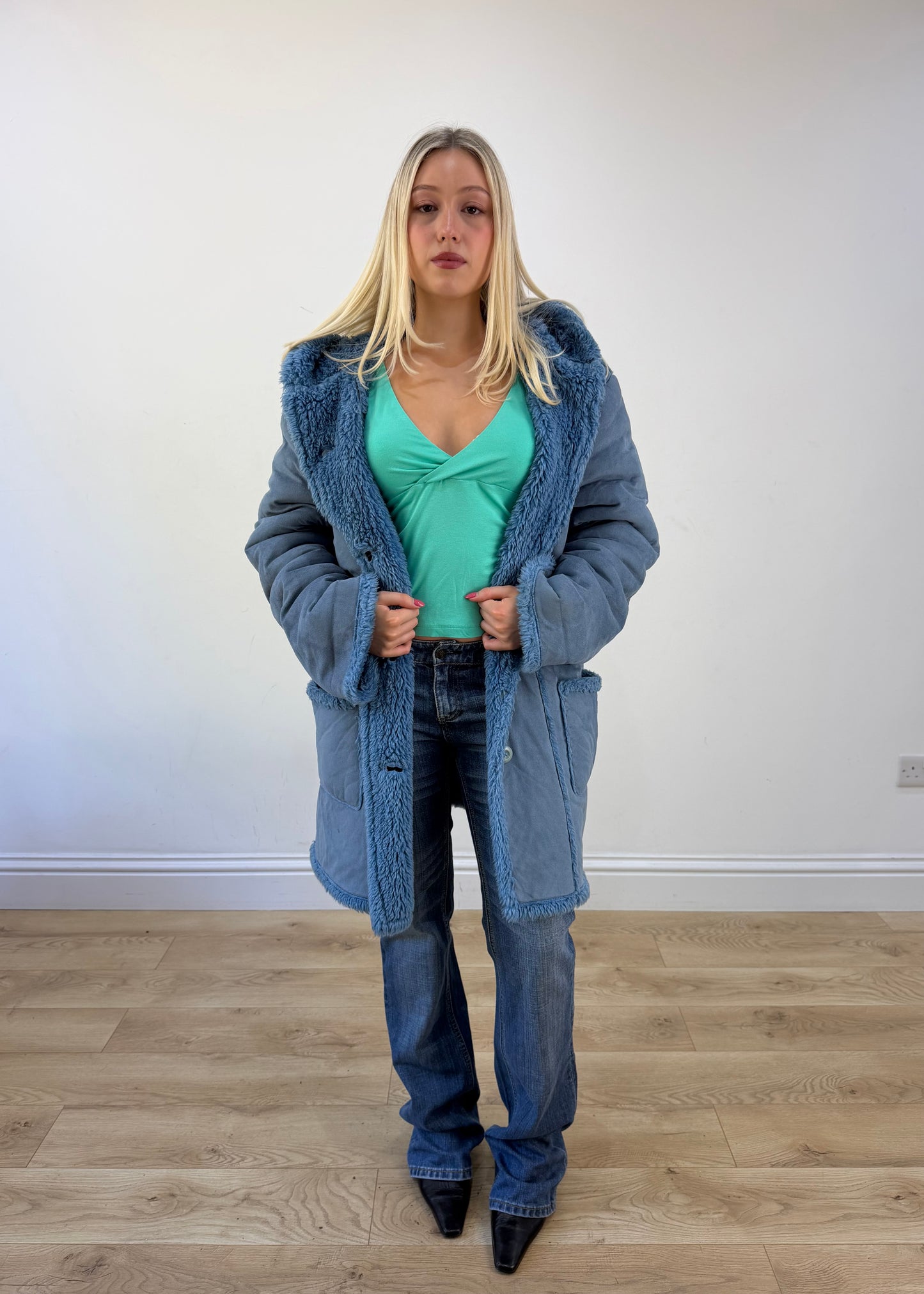 xl blue afghan coat photo 8