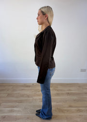 small brown satin blazer photo 5