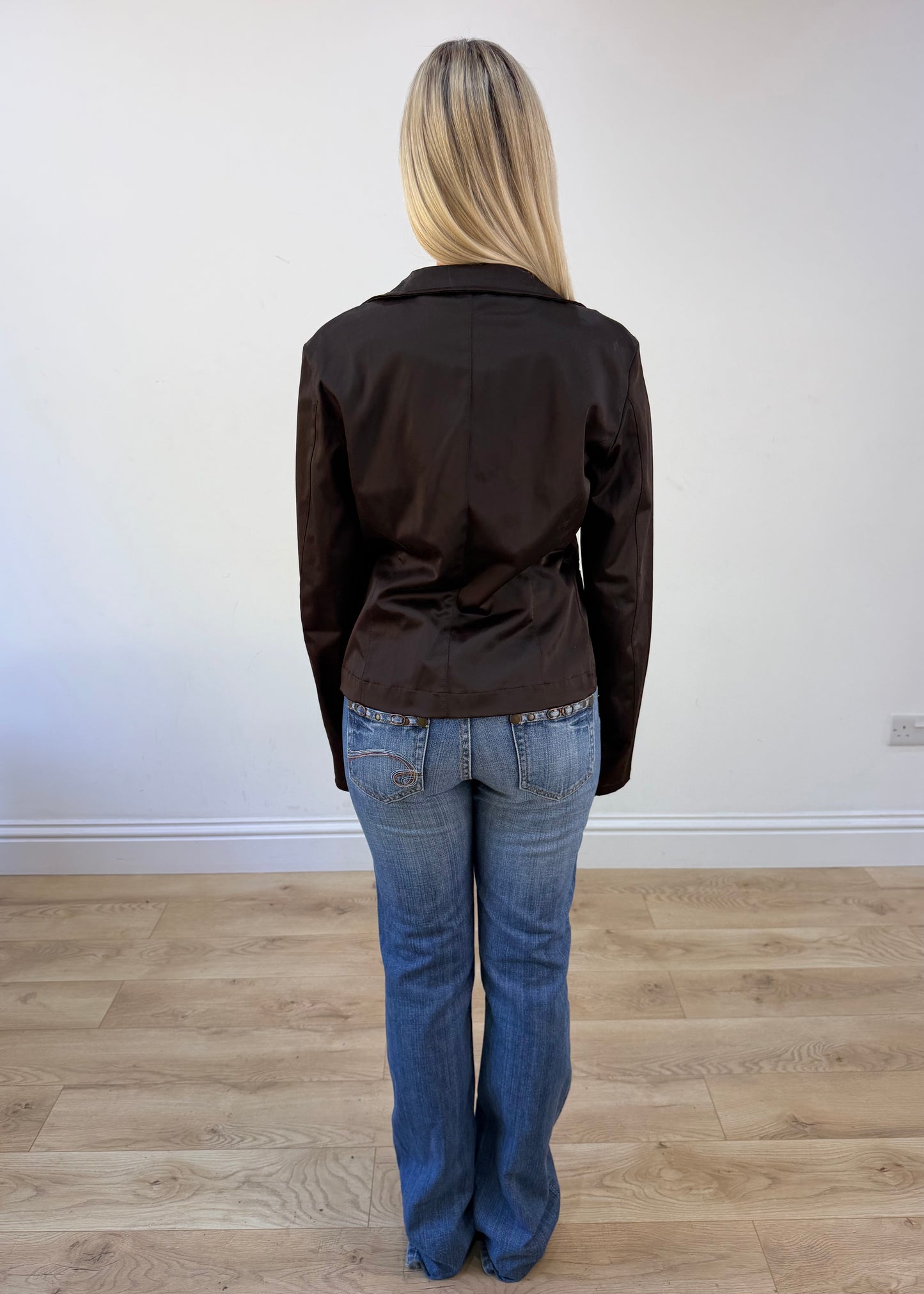 small brown satin blazer photo 6