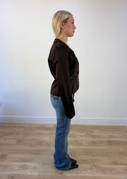 small brown satin blazer photo 7