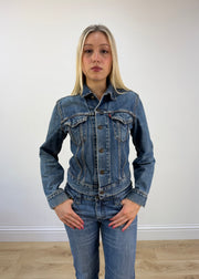 small levi's dark wash denim jacket photo 2
