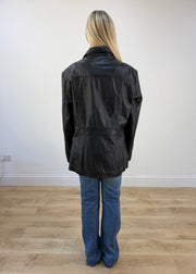 large black real leather jacket photo 5