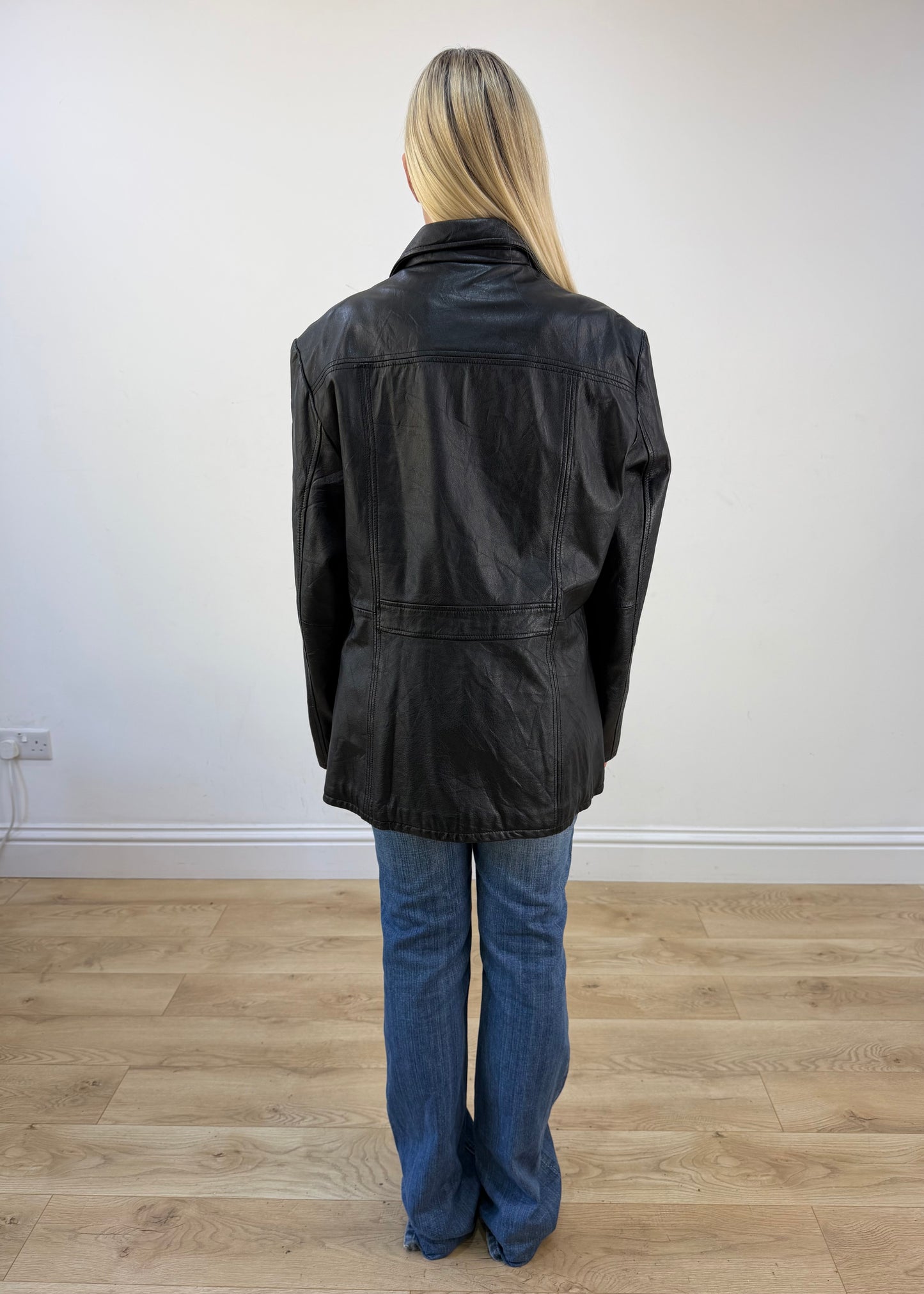large black real leather jacket photo 5