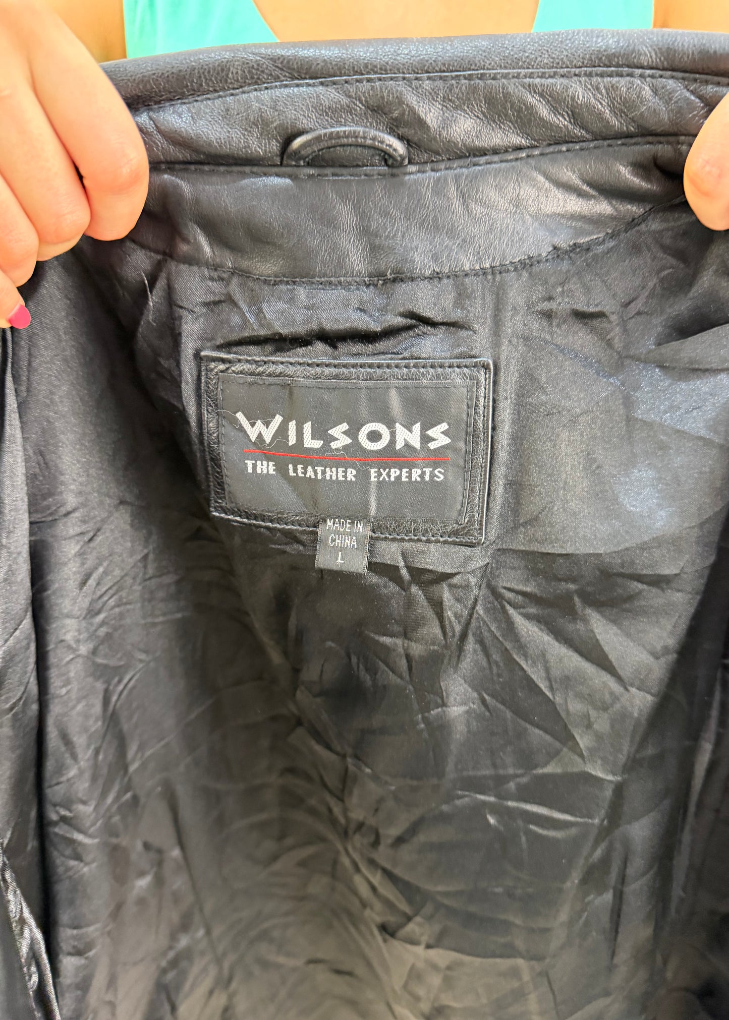 large black real leather jacket photo 8