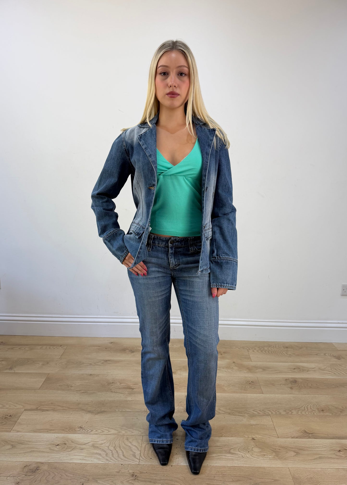 medium two tone denim jacket photo 7