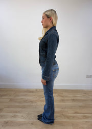 medium dark wash denim jacket photo 4