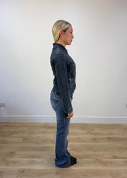 medium dark wash denim jacket photo 6