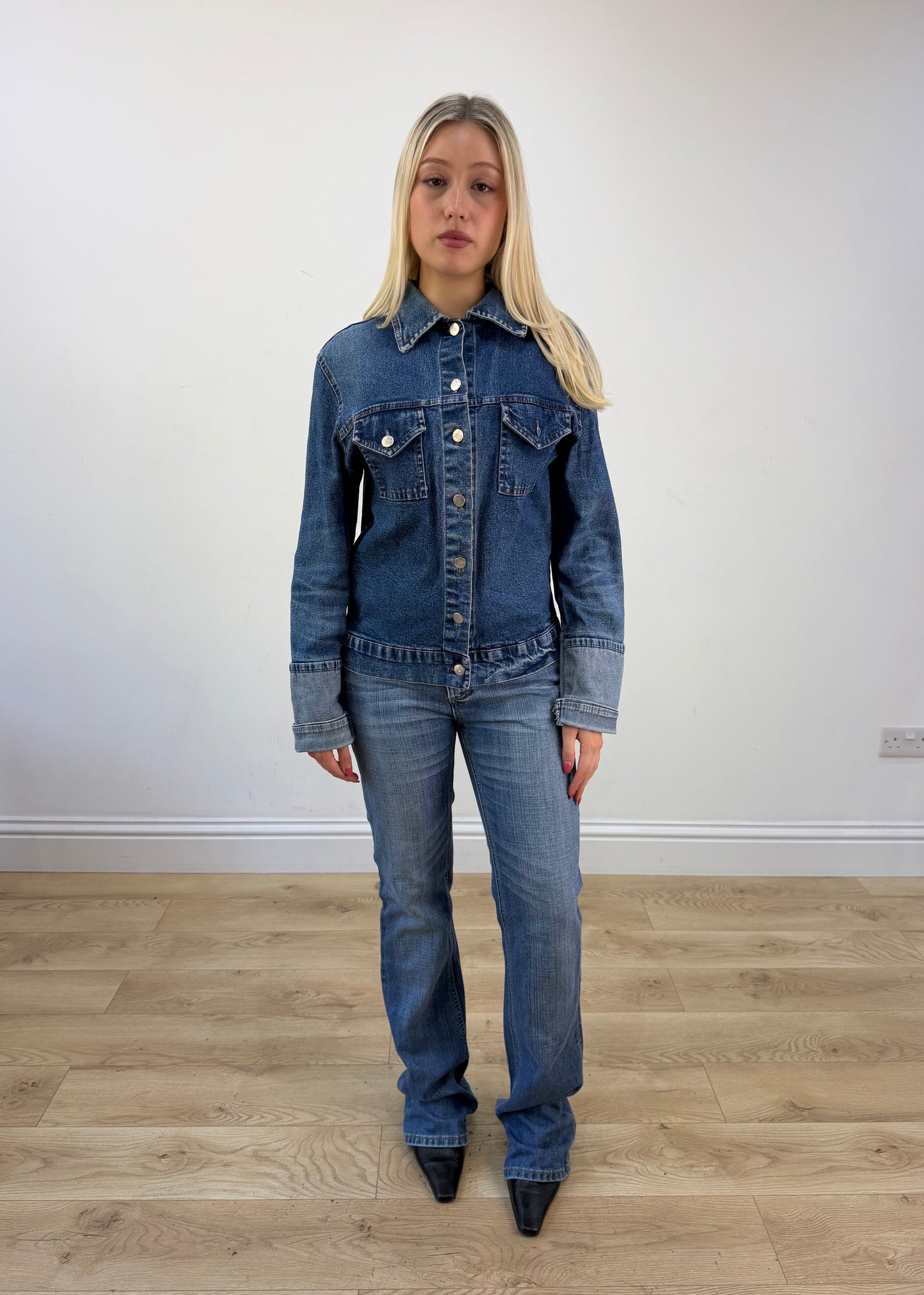 small mid wash denim jacket photo 1