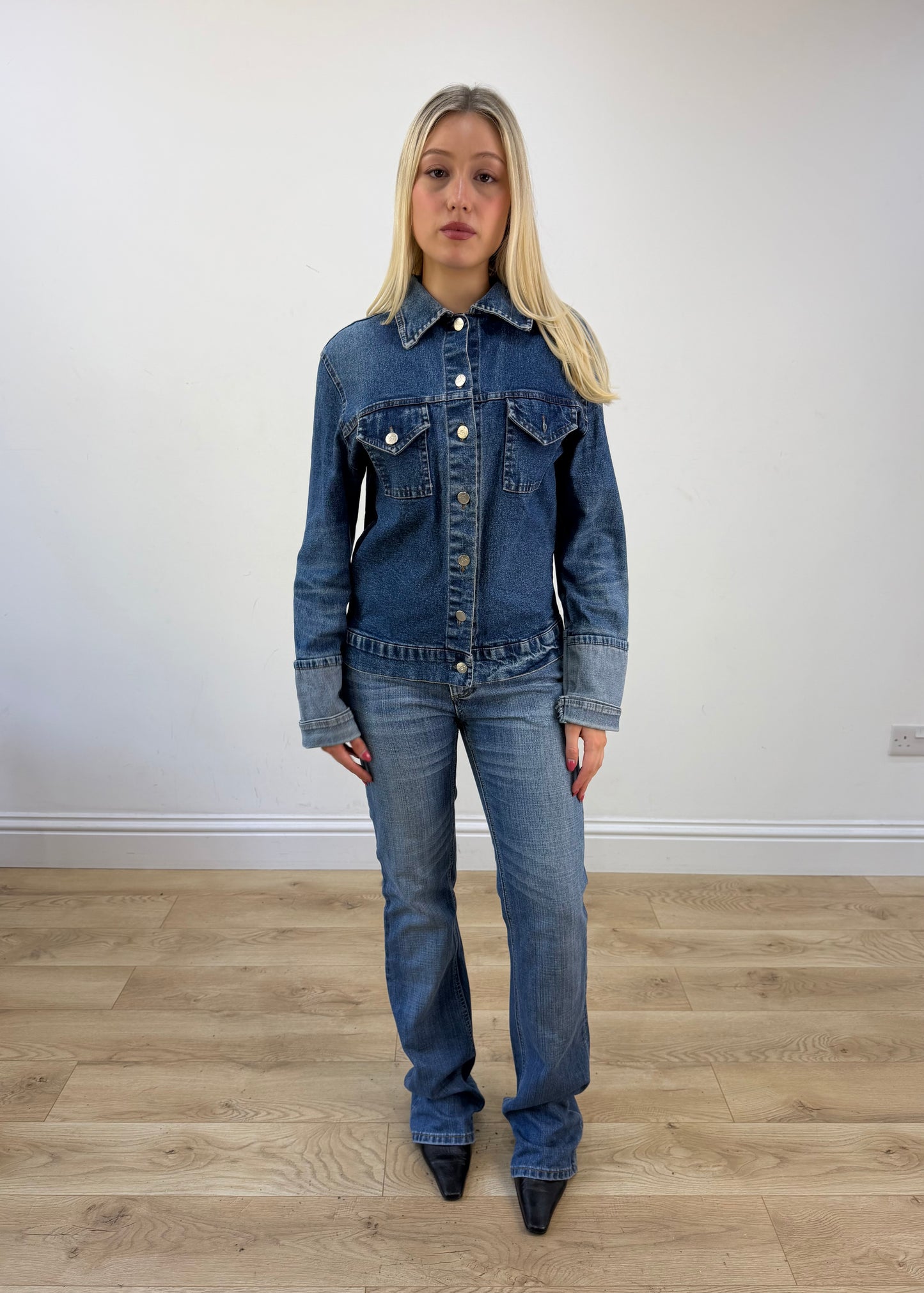 small mid wash denim jacket photo 2