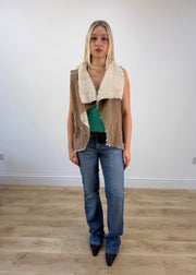 small brown suede fleece gilet photo 1