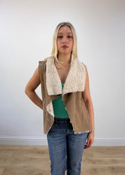 small brown suede fleece gilet photo 2