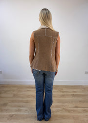 small brown suede fleece gilet photo 5