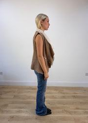 small brown suede fleece gilet photo 6