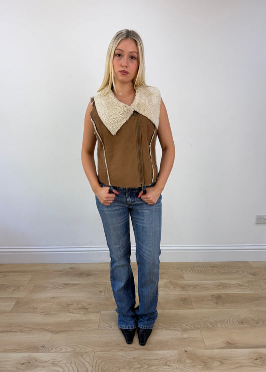 small brown faux fur gilet photo 1
